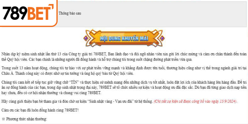 Chi tiết hoạt động khuyến mãi